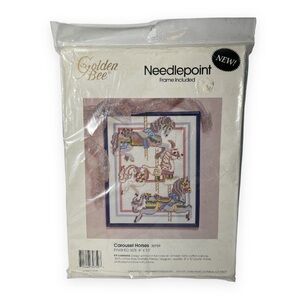 Carousel Horses Needlepoint Kit Golden Bee Frame Included‎ Nursery Girls Decor